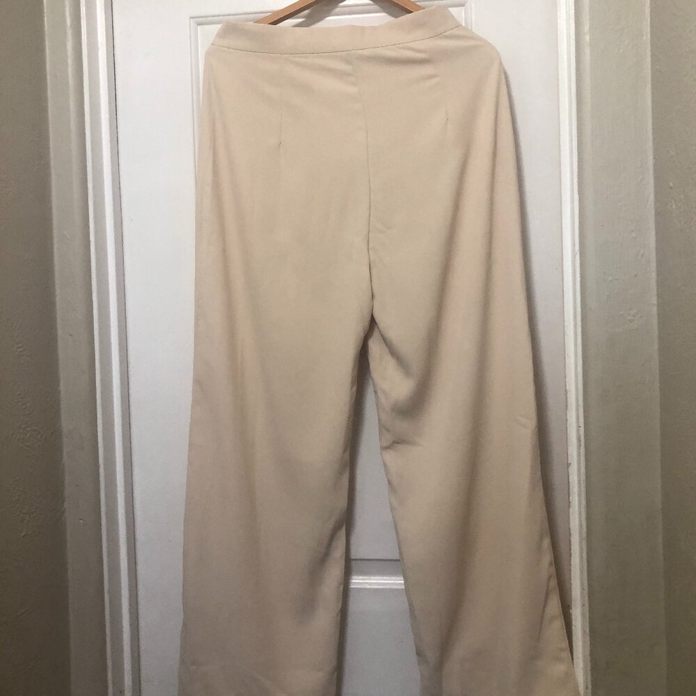 Shein Cream High Rise Wide Leg Dress Pants Women’s Size L NEW WITH TAG - Picture 7 of 9